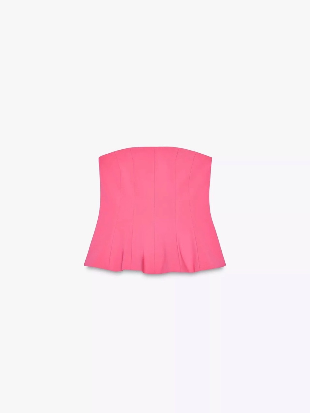 Strapless Peplum Bandeau Top in Hot Pink
